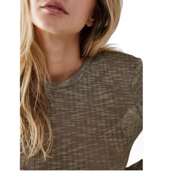 NWT Intimately Free People Aura Long Sleeve Top - Army Green, Size L - Picture 3 of 8